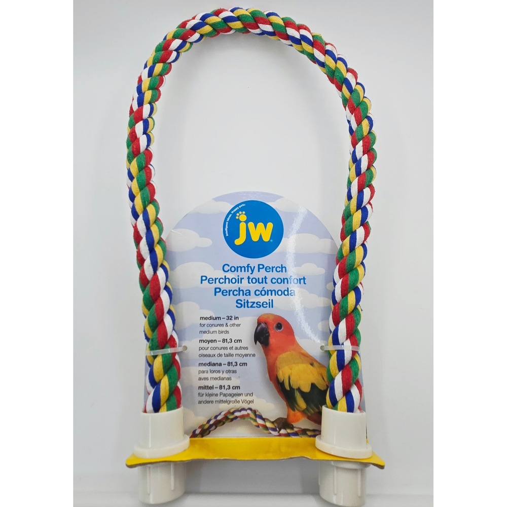 JW Pet Comfy Perch Medium 32 Inch Flexible Rope Bird Perch Multi Color 31211 NEW